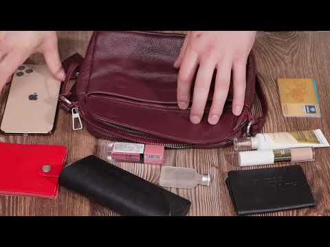 Яскрава сумка жіноча крос-боді з натуральної шкіри GRANDE PELLE 11653 Бордовий, видео 1