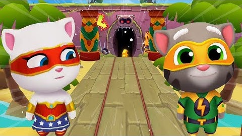 TALKING TOM GOLD RUN Vs ANGELA GOLD RUN DOUBLE SCREEN REVERSE PLAY GAME IN WATER LEVEL