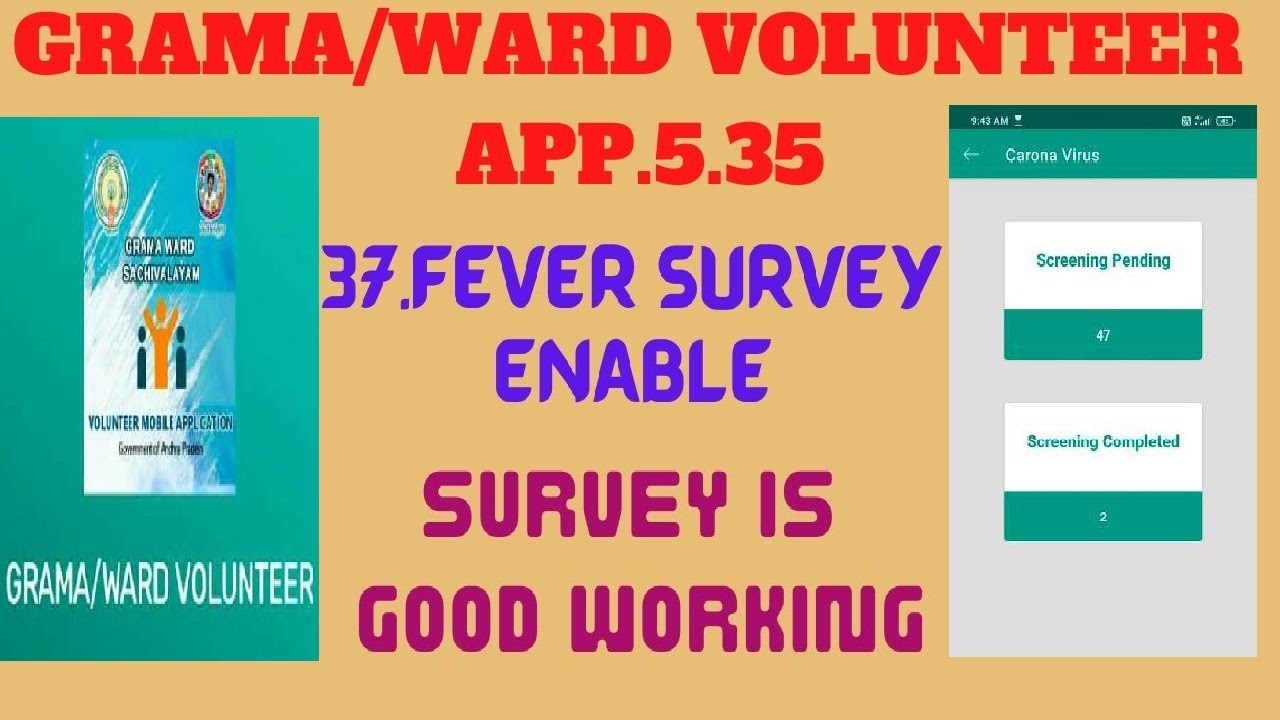 Grama/Ward Volunteer App.5.35/37.Fever Survey Enable/ Survey Is Good Working..