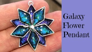 UV Resin Galaxy Star Flower Pendant Earrings Galactic Jewelry UV Resin Tutorial