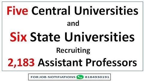 2183 Assistant Professor Vacancies in 11 Government Universities | Up to Rs 1,82,400 pm | Any State