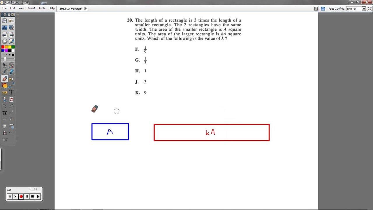ACT Question #20 - Area of Rectangles with Algebra - YouTube