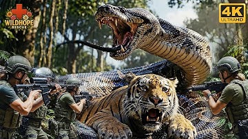 Courageous Rescue Team Subdues Giant Python to Save a Vulnerable Tigress