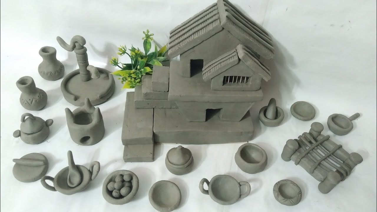 DIY Miniature Kitchen Set made with clay 