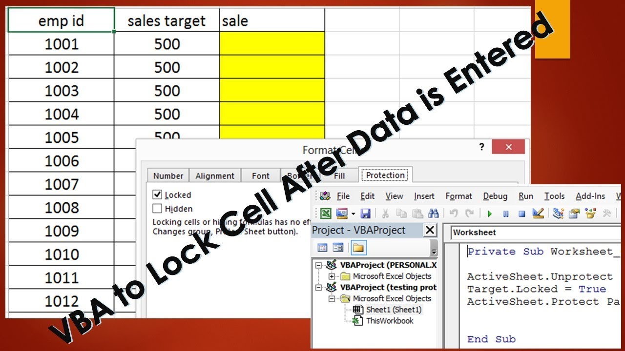 excel protect cells from editing vba