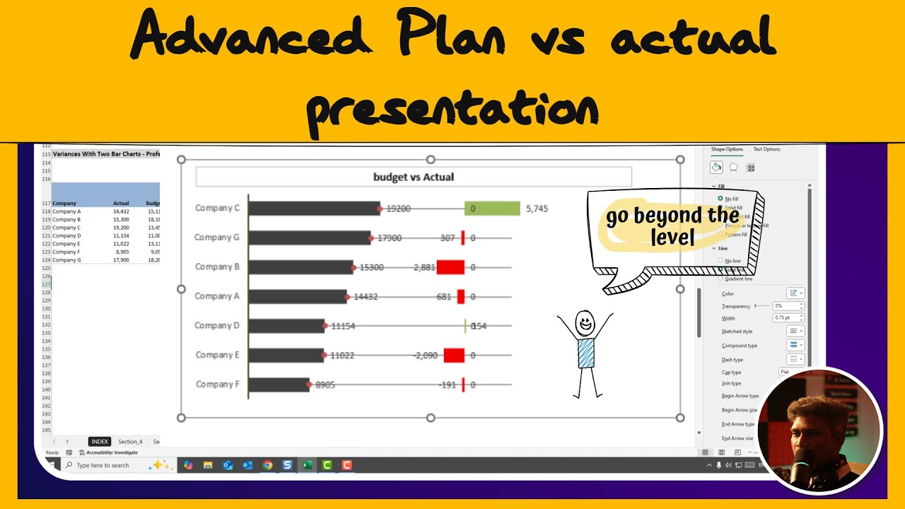 Advanced Excel Dashboard – Plan vs Actual Chart with Variance Analysis ...