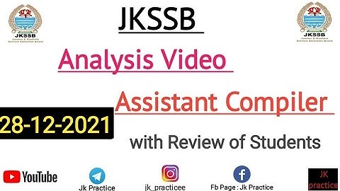 Analysis Video | Assistant Compiler Shifts| 28-12-2021 Jkssb exams | Important for Upcoming exams