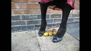 Goddess crushing applea! Black high heels!  Sissy princess! Heel worship