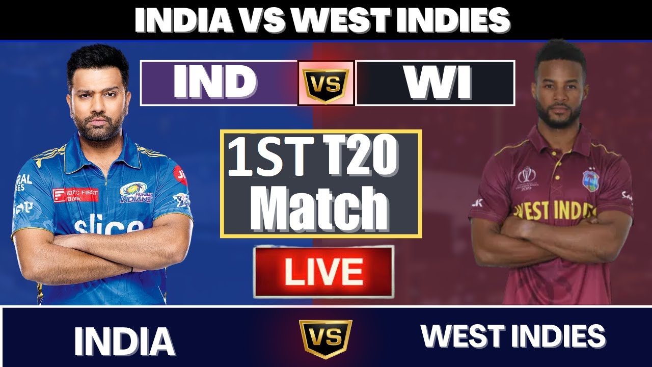 INDIA vs WEST INDIES 1st T20 MATCH LIVE COMMENTARY IND vs WI 1st T20 2023 LIVE SCORES WI BATTING