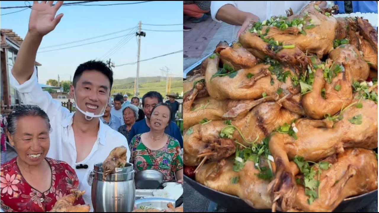 👍Great guy. He delivers💓a super big dinner to the old folks🙏in the countryside👏