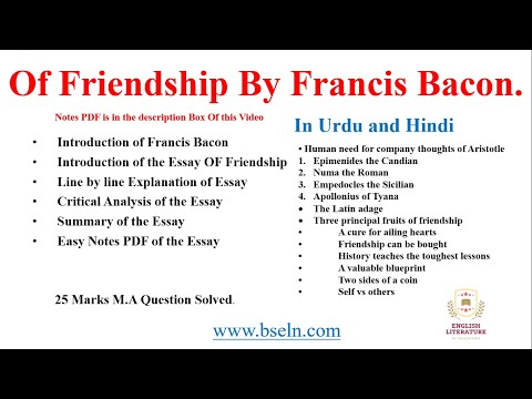 francis bacon essays of friendship summary