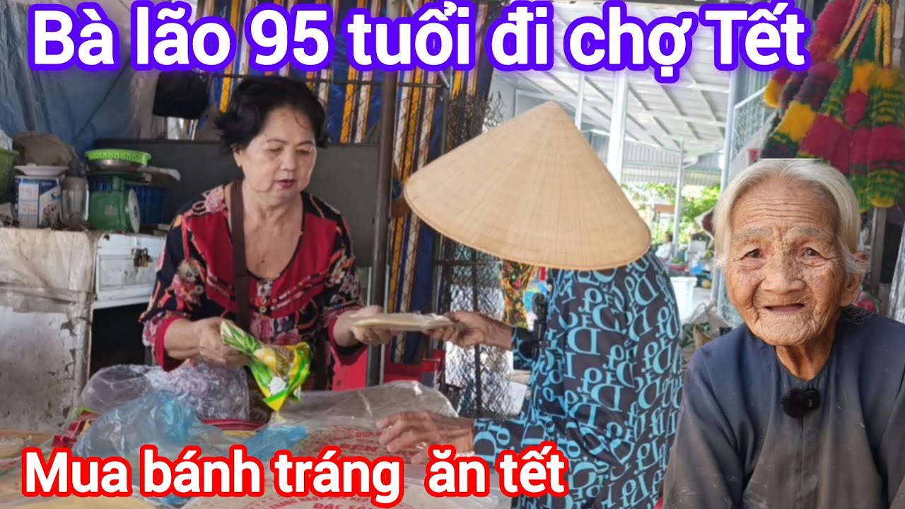 Bà lão 95 tuổi cắt lục bình , đi chợ trà ôn mua bánh tráng ăn tết , Bột kít kít tv family 