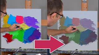Muted colors are more natural! How to desaturate colors. Color mixing with acrylics for beginners.