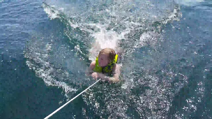 Aeralyn dragging behind the boat