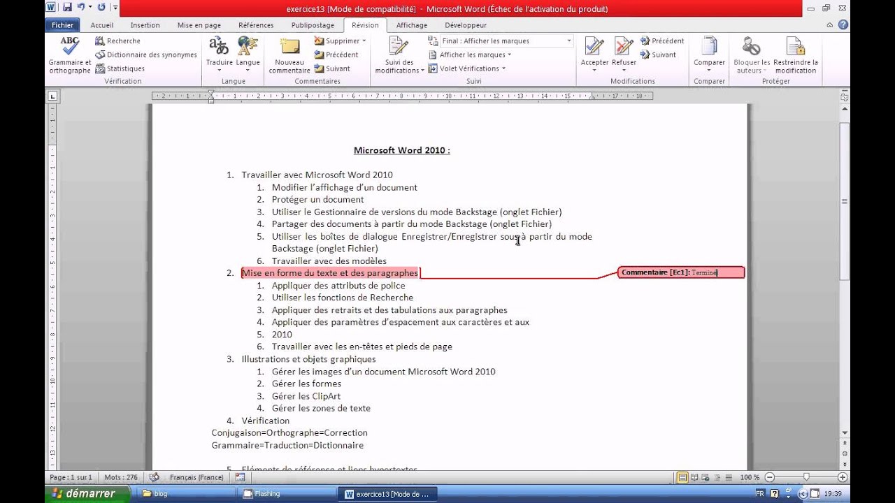 Mos 2010 Word 77 881 Ex13 Youtube