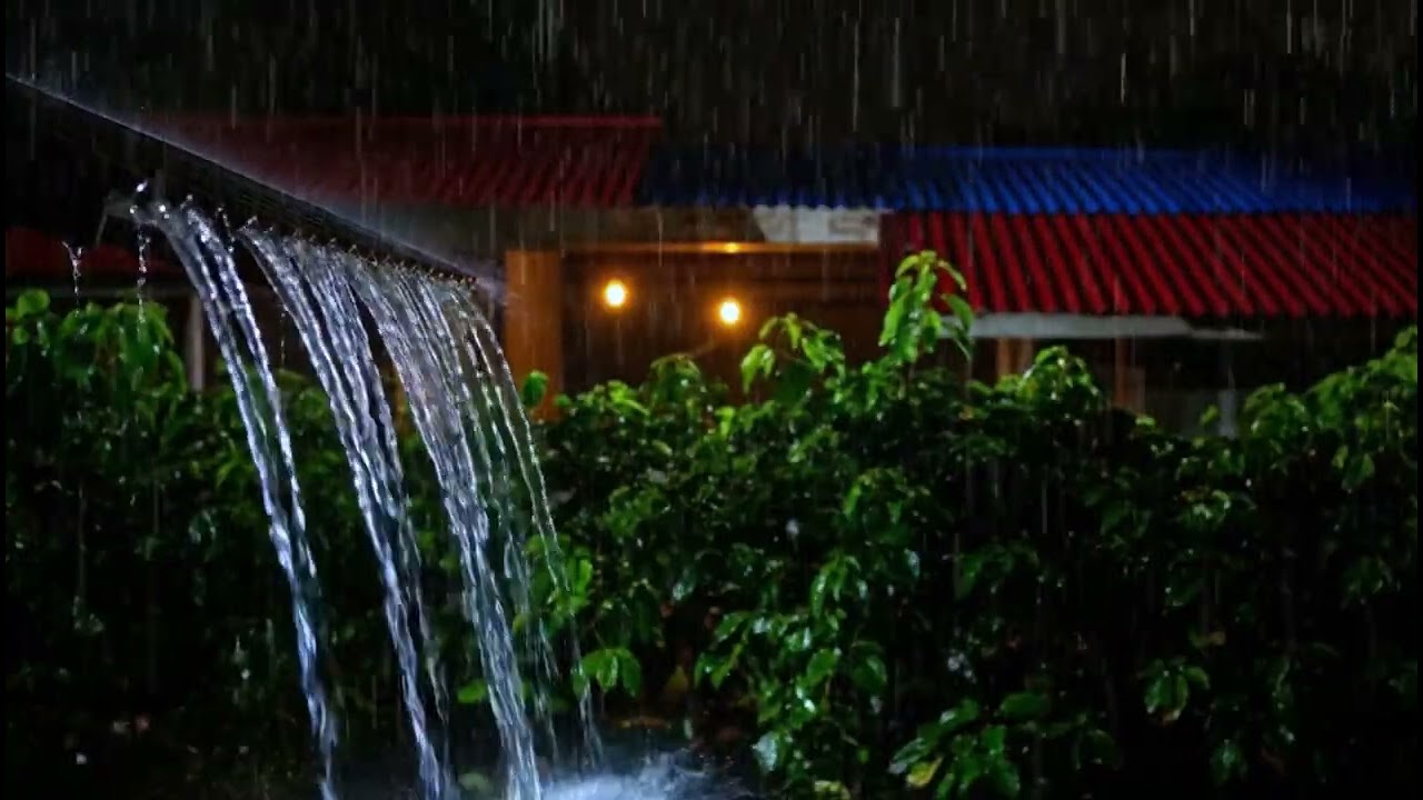 Monsoon Rain on a Rustic Village House | Cinematic Calming Rain Soundscape