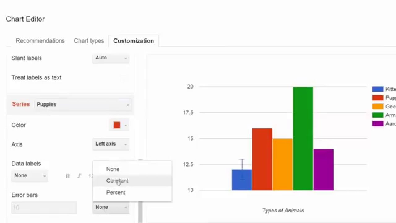 Google Charts Standard Deviation