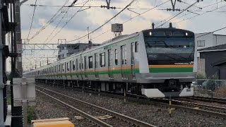 E233系3000番台.U-226編成+U-621編成が普通.宇都宮行きとして回送幕で雀宮〜宇都宮間を減速しながら通過するシーン‼️