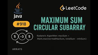 LeetCode 918: Maximum Sum Circular Subarray | Java Solution | Kadane&#39;s Algorithm