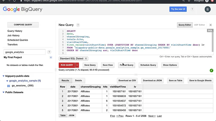 Deduping query results in BigQuery