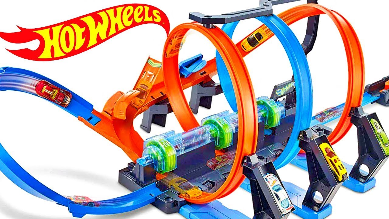 Hot Wheels Corkscrew Crash Track Set 3 Loops Car Launch Playset