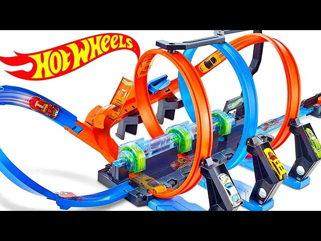 Hot Wheels Corkscrew Crash Track Set 3 Loops Car Launch Playset