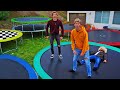 LAST TO LEAVE TRAMPOLINE RACE TRACK WINS! *EXTREME TRAMPOLINE PARK CHALLENGE*