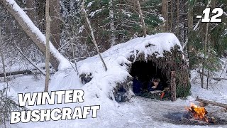 Survival in a cold wild forest. Constructing shelter to protect yourself from snow and wind . ASMR by MAX BUSHCRAFT 580,123 views 3 months ago 42 minutes