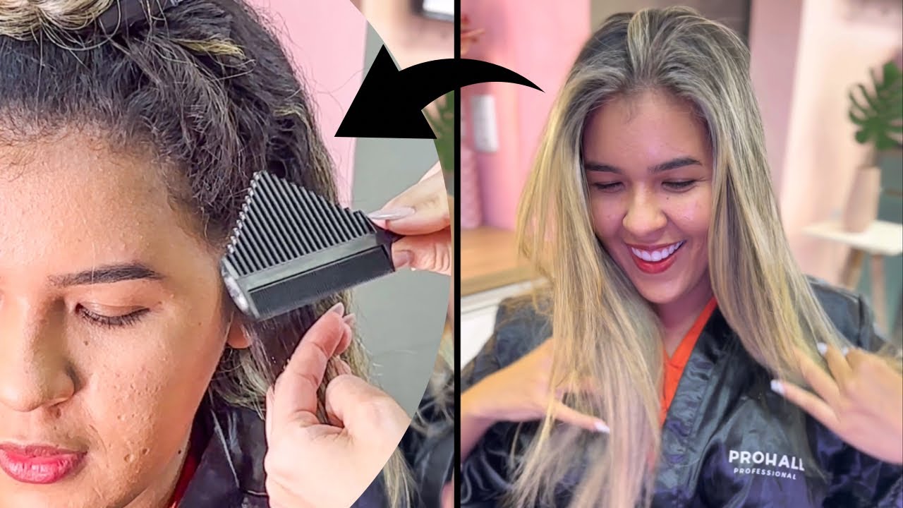 Mechas topo e contorno usando o pente funil