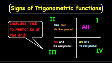 Signs of Trigonometric functions | Trigonometry