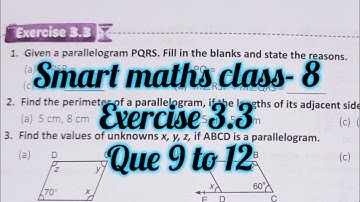smart maths chapter 3 exercise 3.3 | schand maths solutions class 8 ch-3ex 3.3| quadrilateral