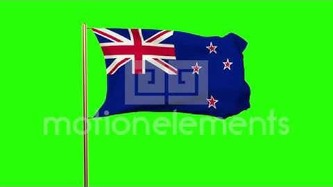 New Zealand Flag Waving In The Wind. Green Screen, Alpha Matte. Loopable Animati Stock Animation