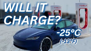 Supercharging a Tesla on a FREEZING day in Canada