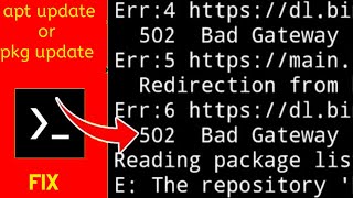 How To Fix Termux apt update or pkg update errors #termux #aptupdate #termuxapp 502 bad gateway