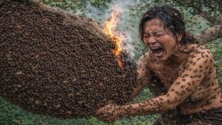 A Honey Hunter Faces 5 Huge Aggressive Beehives Over 1,000 Meters High