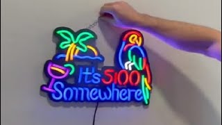 LED Strip Neon Sign Light for Beer Bar Pub Garage Room, Such a Fun Sign! REVIEW & DEMO