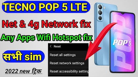 Tecno pop 5 LTE Net & Apps Hotspot problem solved 2022 || How to solve Net & 4G Network tecno pop 5