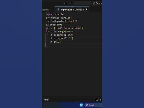 Python spiral graphics #codingjourney #python #mswlogopattern #moyemoye ...