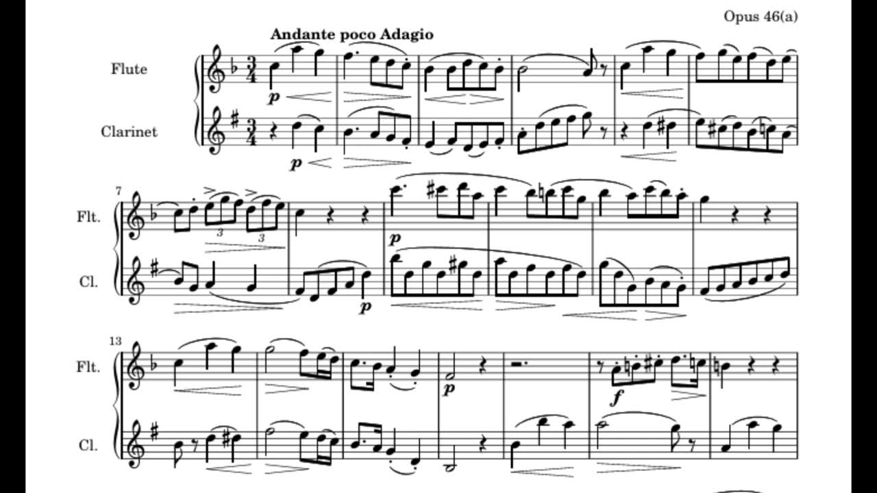 (Kaspar KUMMER Duet for Flute and Op. 46 N. 1) Progression