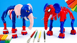 DIY Elephant bones mixed Superheroes Spider man, Captain America with clay 🧟 Polymer Clay Tutorial