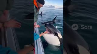 🤯 INCREDIBLE! 🐋 Girl Hand-Feeds GIANT ORCA! (Heartwarming AI Video)