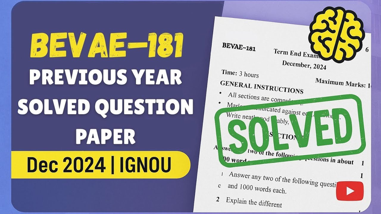 BEVAE–181 Solved Question Paper | Dec 2024 | IGNOU Previous Year ...