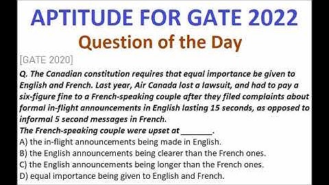 Verbal Aptitude for GATE 2022 - Reading and Comprehension - Question of the day - The Canadian