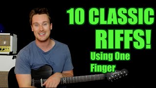 Vignette de la vidéo "10 Classic Riffs! Only One Finger Needed! Deep Purple, Black Sabbath, Cream, Greenday etc"