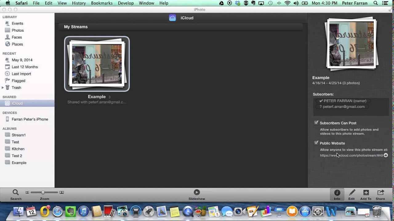 how to share iphoto album