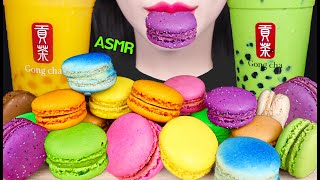 ASMR MANGO BUBBLE TEA, GREEN TEA, RAINBOW MACARON 망고 버블티, 그린티, 무지개 마카롱 먹방 EATING SOUNDS