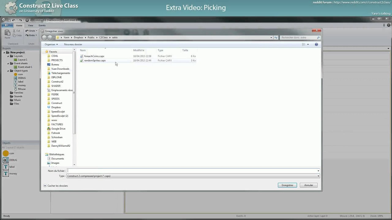 Construct2Live Class - Extra - Picking in Construct 2 - 3 / 8 - YouTube