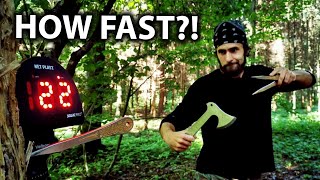 SPEED TEST with World Champion (Interesting Results) Knife/Axe Throwing