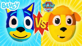 Nickelodeon Paw patrol vs Disney Bluey Play Doh Surprise Eggs pretend fun for kids