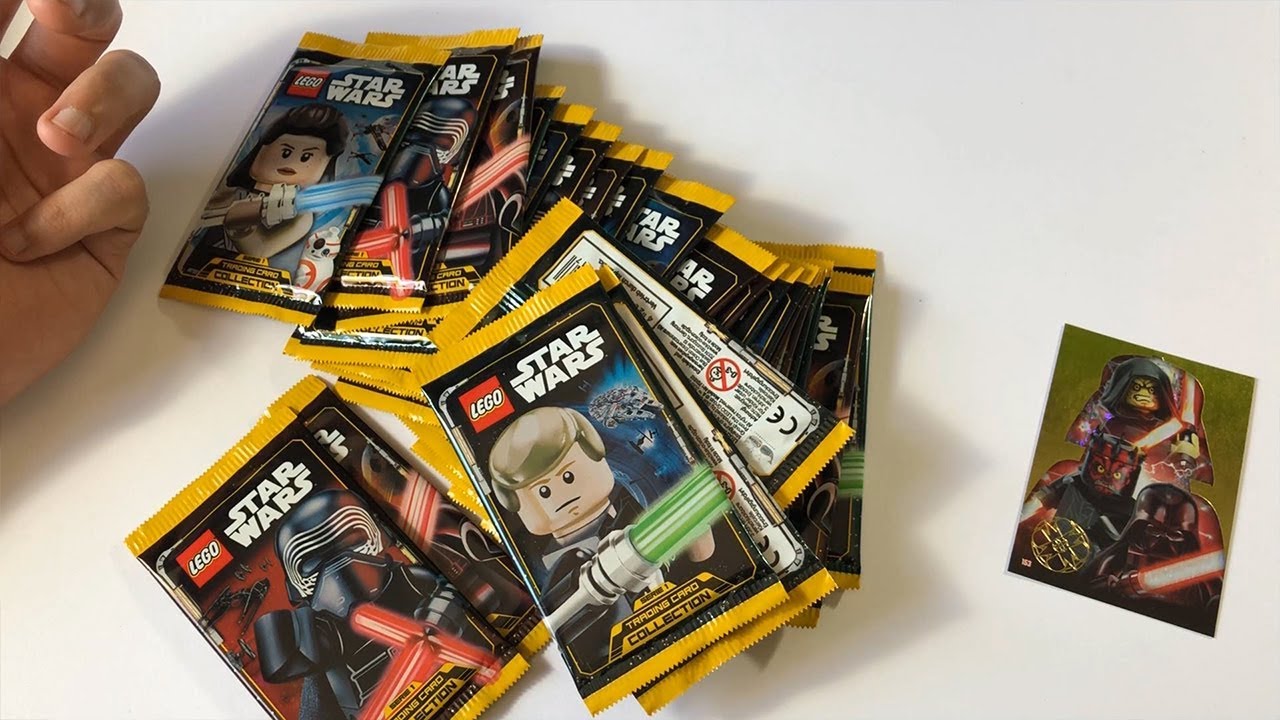 5 Booster = 25 Karten Lego® Star Wars Trading Card Game Blister Goldkarte 